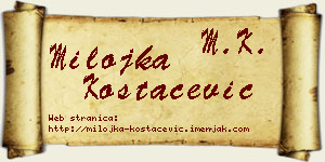 Milojka Kostačević vizit kartica